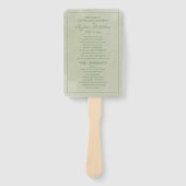 エレガントなグリーン ウォーターカラー ウェディング プログラム ハンドファン (正面)