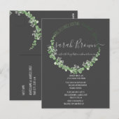 エレガントなグリーン＆グレージュの葉のバーチャル ブライダル シャワー ポストカード (正面/裏面)