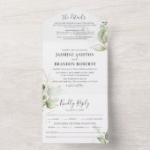 エレガントなグリーン＆ゴールドのウェディング オールインワン招待状 (内側)