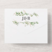 エレガントなグリーン＆ゴールドのウェディング オールインワン招待状 (裏面)