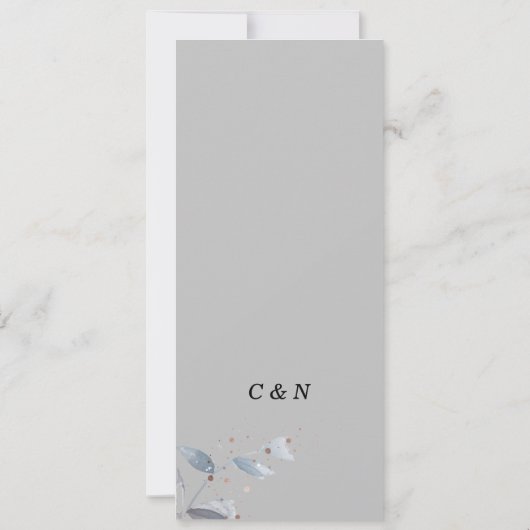 エレガントなグリーン シンプルウェディングメニュー 招待状 (裏面)