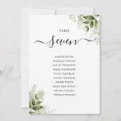 エレガントなグリーン シーティングプラン テーブルナンバー (裏面)