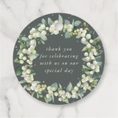 エレガントなグリーン スノーベリー+ユーカリ ウェディング リース 結婚式 フェイバータグ (裏面)