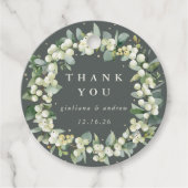 エレガントなグリーン スノーベリー+ユーカリ ウェディング リース 結婚式 フェイバータグ (正面)