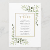 エレガントなグリーン テーブルナンバー シーティングチャート (裏面)