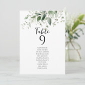 エレガントなグリーン テーブル番号 席次表カード (スタンド正面)