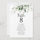 エレガントなグリーン テーブル番号 席順表 カード (裏面)