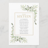 エレガントなグリーン テーブル ナンバー 16 席次表 招待状 (裏面)