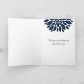 エレガントなグリーン ネイビーブルー 花柄 バースト サンクス サンキューカード (内部)