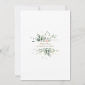 エレガントなグリーン ピンクの花 ゴールドの退職パーティー 招待状 (裏面)