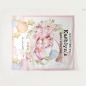 エレガントなグリーン ピンク ユニコーン 女の子 ベイビー シャワー タペストリー (正面(横))