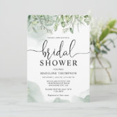 エレガントなグリーン フローラル ユーカリ ブライダルシャワー I 招待状 (スタンド正面)