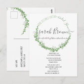 エレガントなグリーン＆ベージュの葉のブライダルシャワー ポストカード (正面/裏面)