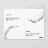 エレガントなグリーン＆ベージュの葉のブライダルシャワー ポストカード (裏面)