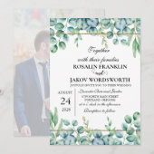 エレガントなグリーン・ボタニカル結婚式招待状 招待状 (正面/裏面)
