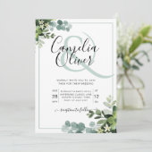 エレガントなグリーン ボタニカル アンパサンド ウェディング インビテ 招待状 (スタンド正面)