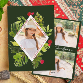 エレガントなグリーン ボタニカル フォト シーズンカード