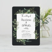 エレガントなグリーン ボーダー ウェディング 招待状 (スタンド正面)