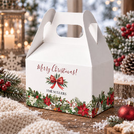 エレガントなグリーン ポインセチア クリスマス フェイバーボックス