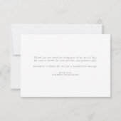 エレガントなグリーン ミニマル ブライダル シャワー サンクス サンキューカード (裏面)