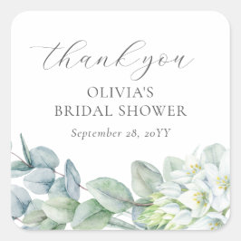 エレガントなグリーン モダンスクリプト サンクス フェイバー スクエアシール