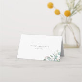 エレガントなグリーン・ユーカリの結婚式 プレイスカード (裏面)