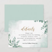 エレガントなグリーン ユーカリの葉の結婚式 エンクロージャーカード (正面/裏面)