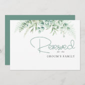 エレガントなグリーン ユーカリの葉 ウェディング リザーブ (正面/裏面)