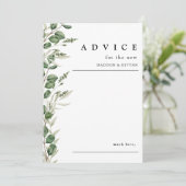 エレガントなグリーン ユーカリ ウェディング アドバイス カード (スタンド正面)