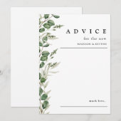 エレガントなグリーン ユーカリ ウェディング アドバイス カード (正面/裏面)