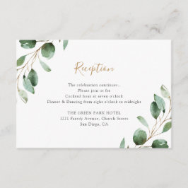 エレガントなグリーン ユーカリ ウェディング レセプション エンクロージャーカード