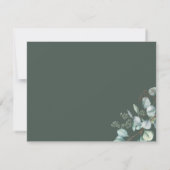 エレガントなグリーン ユーカリ ウォーターカラー ウェディング 出欠カード (裏面)