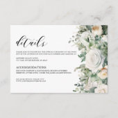 エレガントなグリーン ユーカリ 白薔薇 ウェディング エンクロージャーカード (正面)