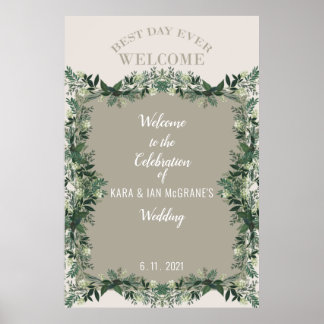 エレガントなグリーン ラスティック ウェディング セレブレーション サイン 1