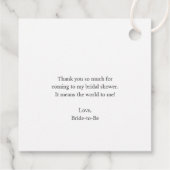 エレガントなグリーン ラスティック ユーカリ ブライダルシャワー フェイバータグ (裏面)