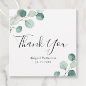 エレガントなグリーン ラスティック ユーカリ ブライダルシャワー フェイバータグ (正面)