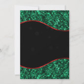 エレガントなグリーン、レッド＆ゴールドのスノーフレーク ウェディング 招待状 (裏面)