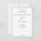 エレガントなグリーン 予算に優しい QR コード ウェディング 招待状 (正面)