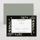 エレガントなグリーン 水彩の葉 RSVP カード (正面/裏面)