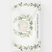 エレガントなグリーン 秋のカボチャ 1歳の誕生日おめでとう 横断幕 (縦)