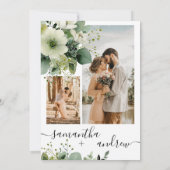 エレガントなグリーン 5 枚の写真の組み合わせ ラスティックウェディング 招待状 (裏面)