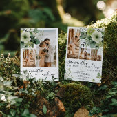 エレガントなグリーン 5 枚の写真の組み合わせ ラスティックウェディング 招待状