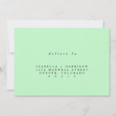 エレガントなグリーンRSVPカード セーブザデート (裏面)