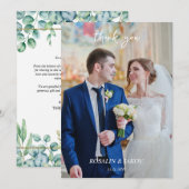 エレガントなグリー ネイチャー ボタニカル ウォーターカラー サンキューカード (正面/裏面)