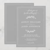 エレガントなグレイのウェディング招待状 招待状 (正面/裏面)