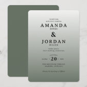 エレガントなグレイのミニマルな結婚式の招待状 招待状 (正面/裏面)