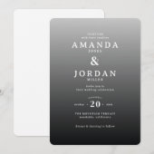 エレガントなグレイのミニマルな結婚式の招待状 招待状 (正面/裏面)