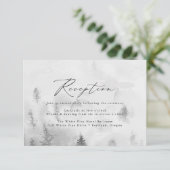 エレガントなグレイの冬の森のウェディング レセプション エンクロージャーカード (スタンド正面)