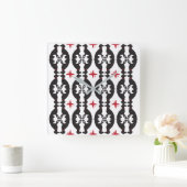 エレガントなグレイハウンドパターン時計 スクエア壁時計 (ホーム)