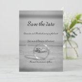 エレガントなグレーとブラックの結婚式お知らせカード 招待状 (スタンド正面)